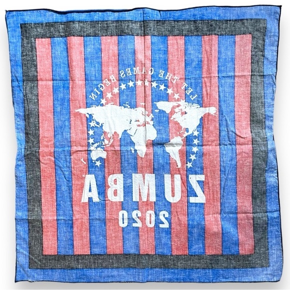 Zumba Fitness Zumba Wear 2020 Collectible Bandana Let The Games Begin Red Blue - Picture 2 of 5
